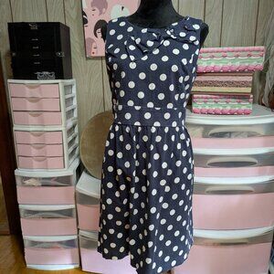 Cute Navy Polka Dot Bow Dress